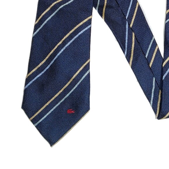 Lory Cravatte Silk Repp Tie Men’s Long 64” Navy Blue Gold Woven Designer Wide - Picture 1 of 4
